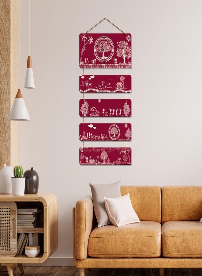 Artvibes Warli Tribal Art Wooden Wall Hanging Decoration Items for Home | Bedroom | Mdf Designer Artwork Decorative for Living Room | Ideal Gifts | Stylish Modern Decor Item (WH_6719N) - Image 2